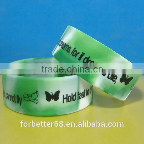 Colorful 1 Inch Wide Debossed Marbled Silicone Wristbands