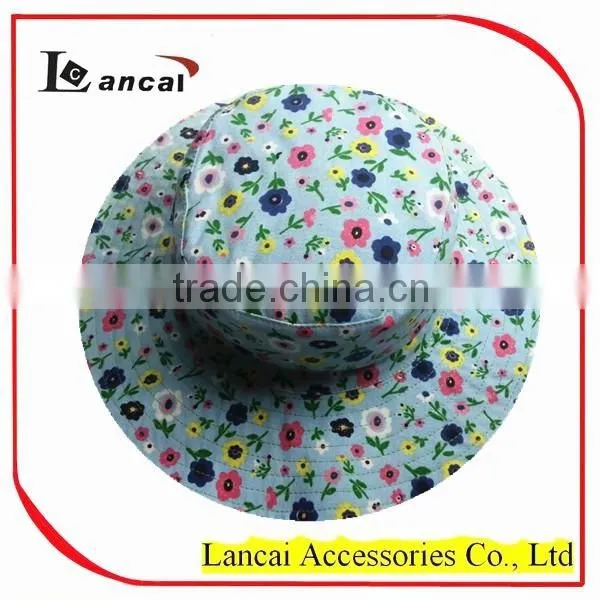 2016 girls 100%cotton reversible floral sunhat