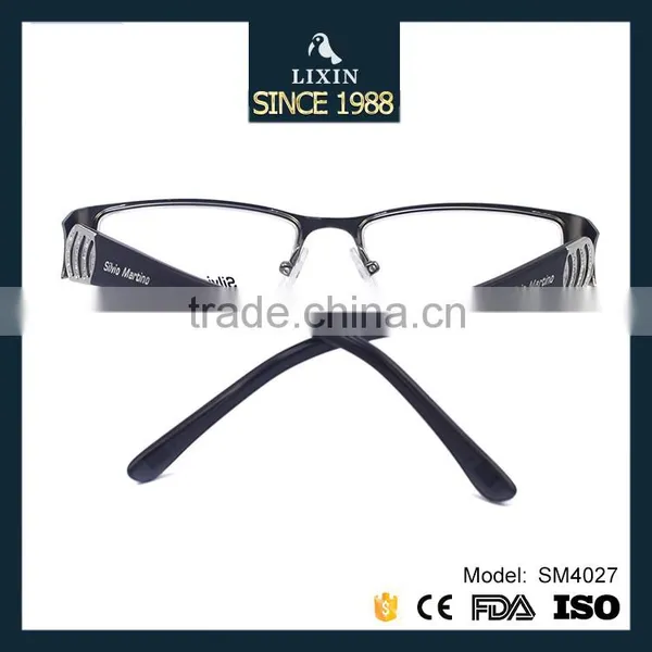 Luxury Brand New Design Metal Half-Rim Glasses Frame Rhinestone Women Black/Gray/Brown/Silver Frame Wide Temple SM4027 photo-3