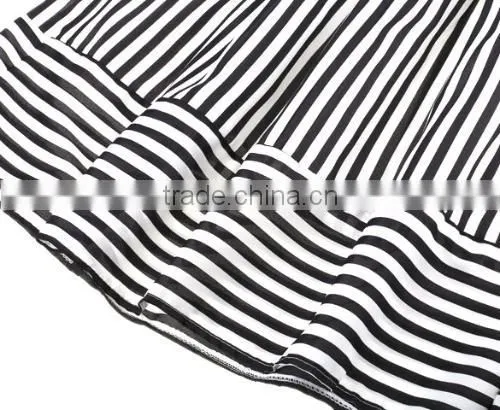 Fashion Women Sexy High Elastic Waist Striped Casual Party Beach A-Line Skirt photo-2