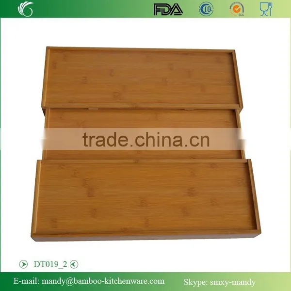 DT019 Expandable Bamboo Cutlery Tray , Kitchen Utensil Organization photo-3