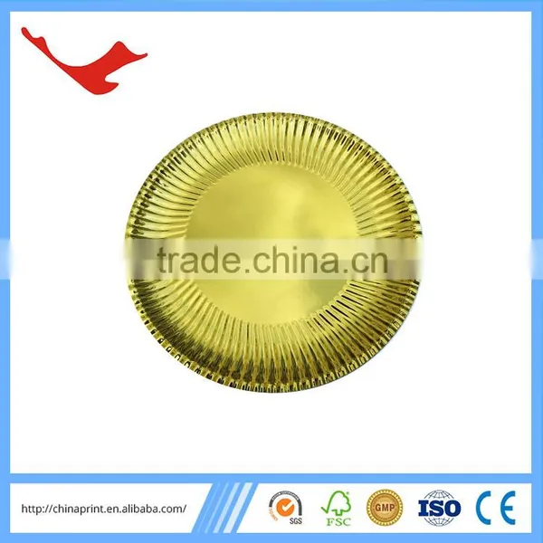 001 Chritsmas Party Decoration Disposable Gold Paper Plate photo-3