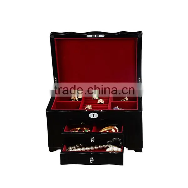 Chinese Factories Wholesale Custom Luxurious Wooden Jewelry Box, Black Drawer Storage Box photo-3