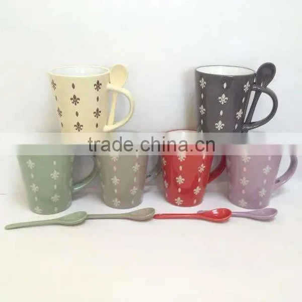 2016 Wholesale Glazed Porcelain Advertising Gift Mugs Cup With Spoon and Color Box photo-5