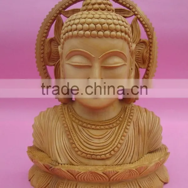 Wooden Handicraft Artisan Buddhism Sculptural Decore Gift Carving God Buddha Statue photo-2
