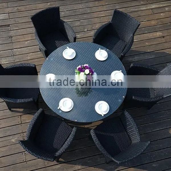 Outdoor Round Rattan Table With 6 Chairs, Round Garden Table photo-4