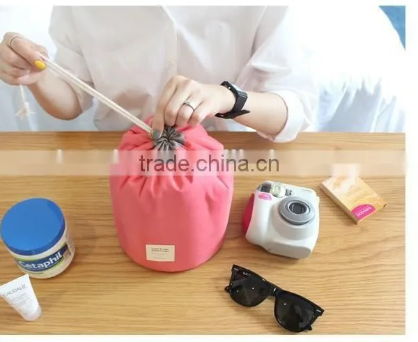 New Han Edition Cylinder Large Volume Waterproof Draw String Washing Digital Multifunctional Travel to Receive Cosmetic Bag photo-5