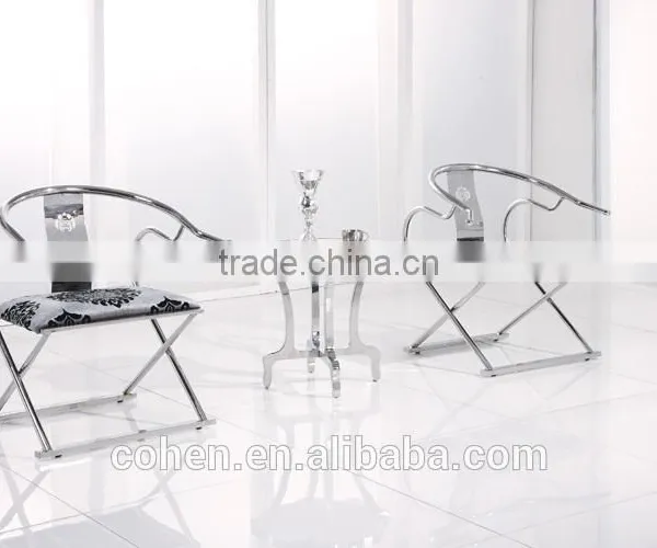 Handcraft Luxury Elegant High Back Fabric Armchair/leisure Chair/dining Chair With Stainless Steel Furnitre photo-3