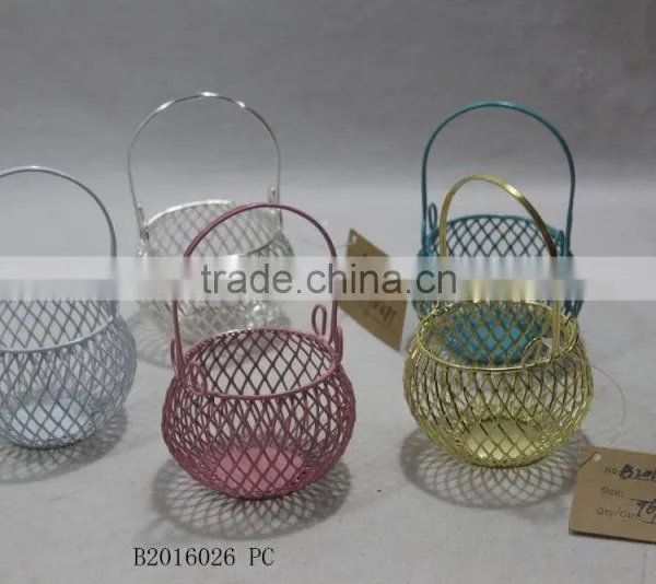 Round Metal Gift Basket With a Handle for Wedding Decoration photo-2