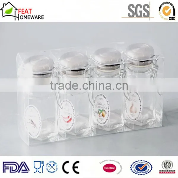 Wholesale Kitchenware Glass Seasoning Storage Bottle Canister Jar Set