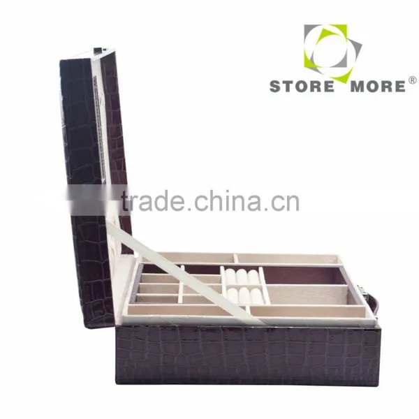 Leather Watch Organizer Storage Case Jewelry Box With Lock & Mirror photo-3