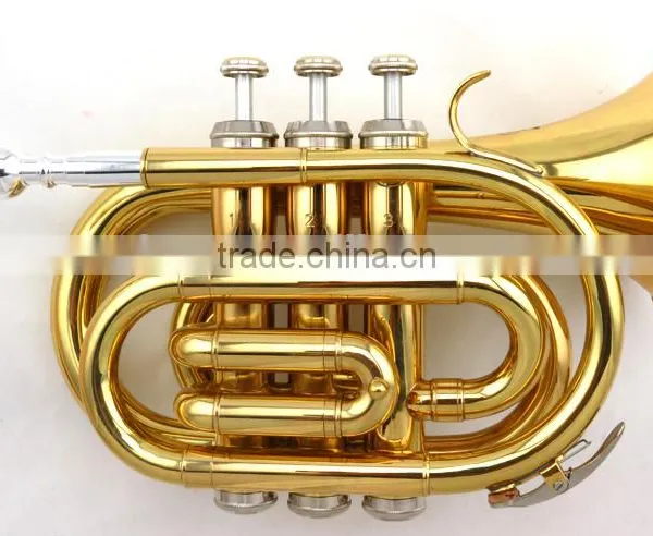 Chinese Cheap Gold Pocket Trumpet photo-3