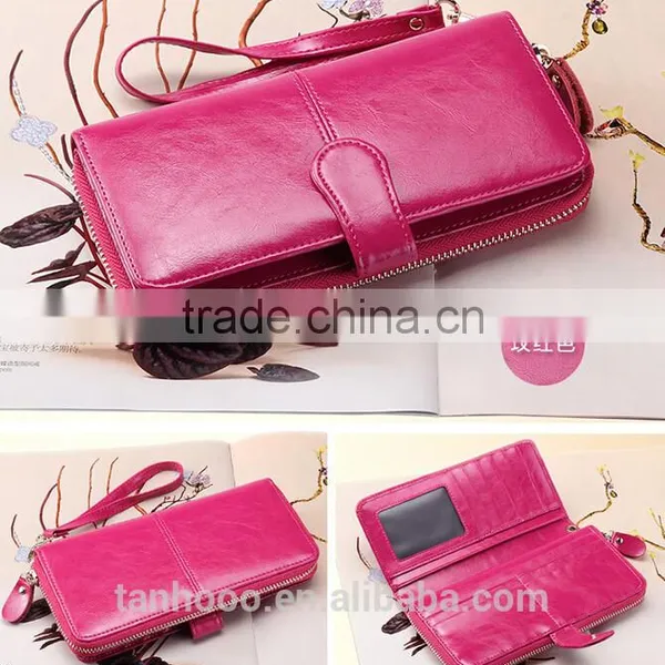 New Fashion Women Sheepskin Handbag Purse Leather Wallet Card Package Long Wallet photo-3