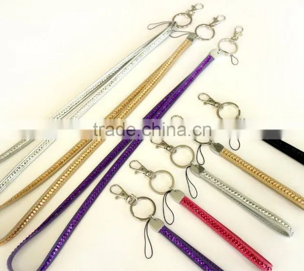 Promotion Gift PU Crystal Gem Lanyard, Swivel Snap Hooks, Key Ring Accembly, Acrylic Gem Key Chain photo-6