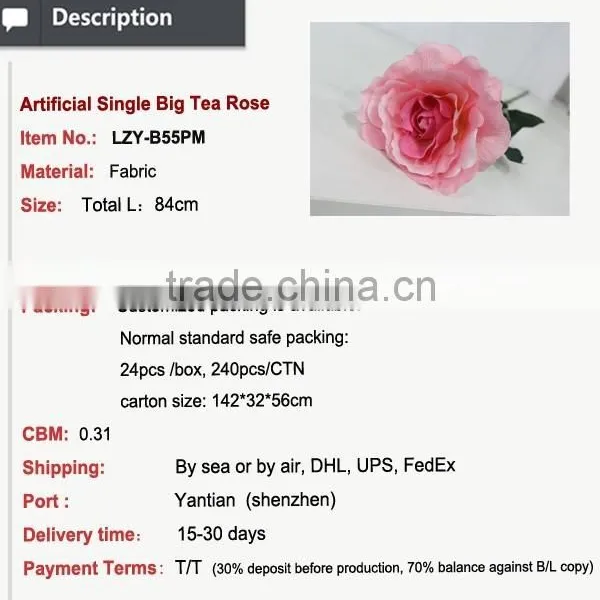 Decoration for Party Hot Sale Single Big Tea Rose Artificial Flower Wholesale photo-2
