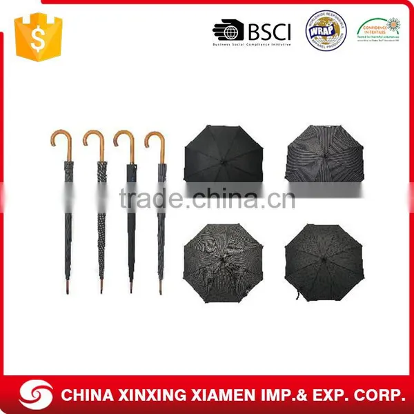 Metal Frame Shaft Fiber Ribs Straight Promotion Wooden Umbrella Customize photo-3