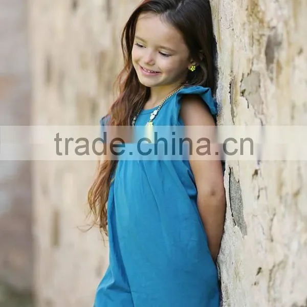 Dress Set of Sleeveless Solid Color Dress With Ruffle Pant Kids Clothing photo-3
