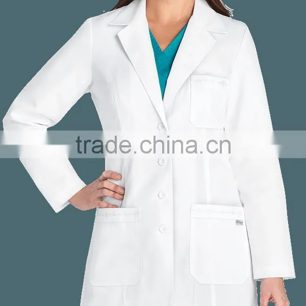 New High Quality Hospital Uniforms Unisex White Long Sleeve Lab Coat photo-5
