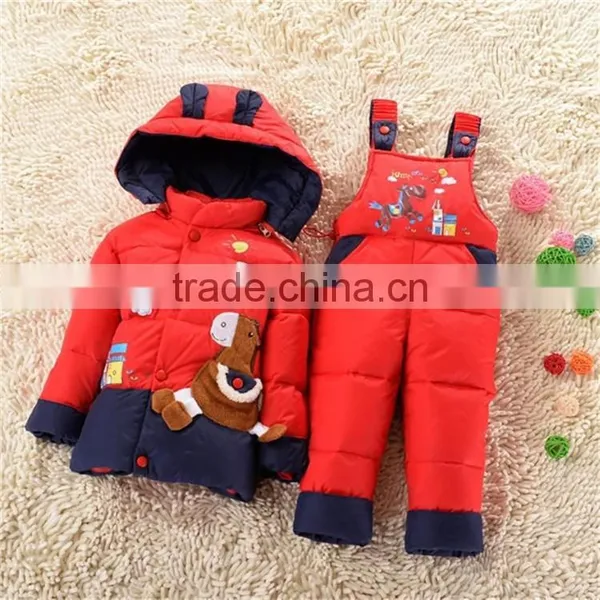 NEW 2015 Winter Children Clothing Sets Duck Down Jacket Sets Pants-jacket Hooded Baby Girls Winter Jacket & Coat Pony Pattern photo-4