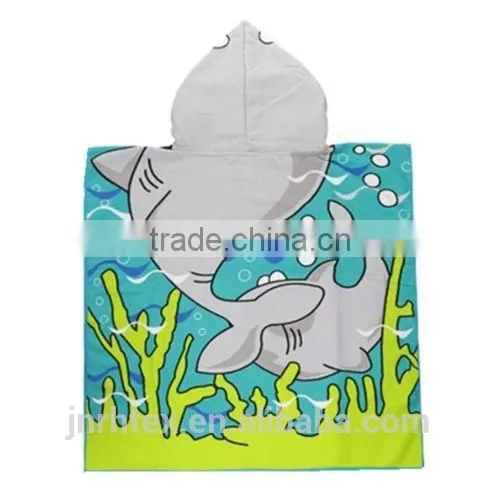 Cute Blue Beach Pool Microfiber Hooded Poncho Towel for Boys photo-5