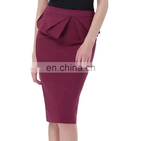 Grace Karin Women's High Stretchy Hips-Wrapped Vintage Retro Wine Red Pencil Skirt CL010454-4