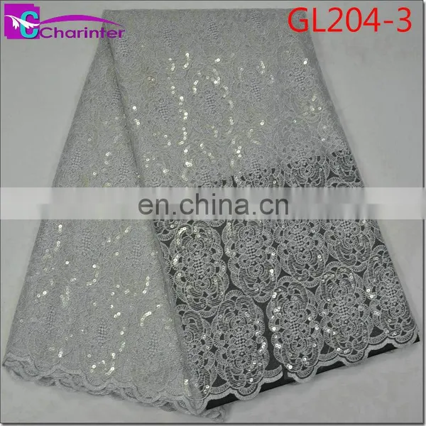 High Quality African Organza Sequin Lace Fabric GL204 photo-4