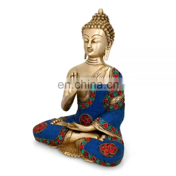 Indian Sitting Buddha Statue Abhaya Buddha Statue Brass Tibetan Medicine Blessing Buddhism Art Ethnic Art God Buddha Statue photo-2