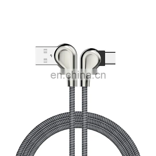 2019 Micro USB Cable USB Fast Charger Nylon Cord Micro USB 90 Degree Data Cable photo-2