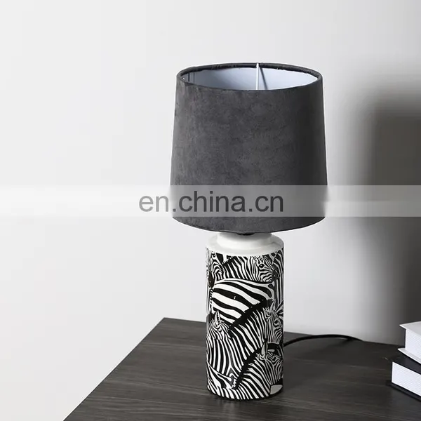 Wholesale Living Room Animal Desk Lamp Custom Bedside Ceramic Lamp With Zebra Pattern Decoration photo-3