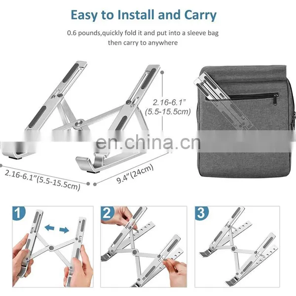 2020 Hot Portable Adjustable Aluminum Ergonomic Laptop Stand New Arrival Laptop Desk Holder Notebook Cooling Pad photo-5