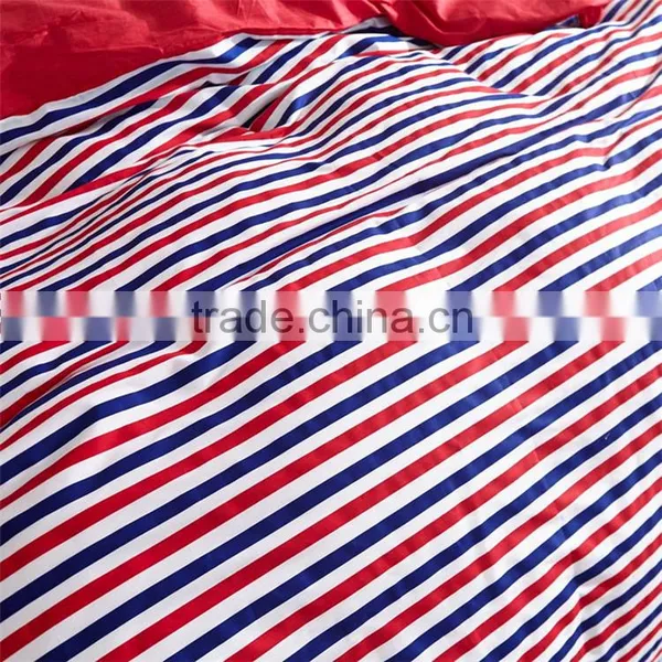Red and Blue Strips Pattern Cotton Bed Sheet Ses Simple Design King Size Duvet Cover Set Cotton Quilt Cover Set photo-3