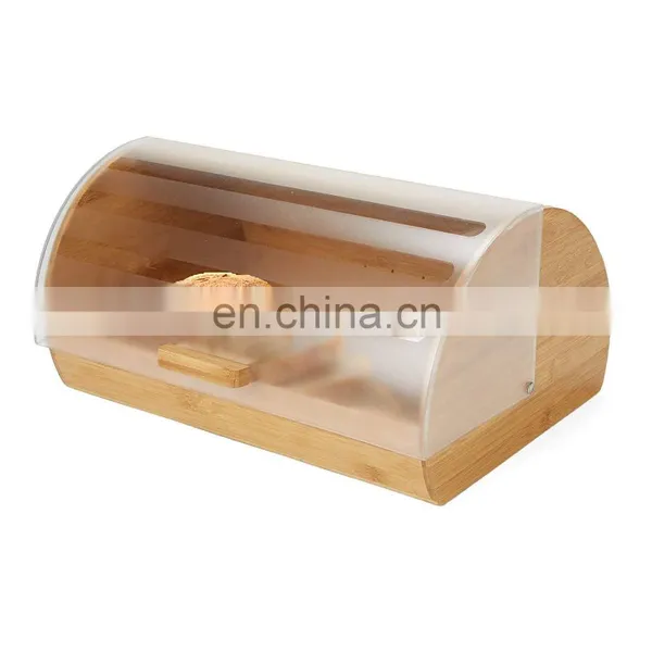 Bamboo Bread Box Acrylic Cover Kitchen Household Goods Organizer Storage Box Pantry Organizer Kitchen & Tabletop photo-3