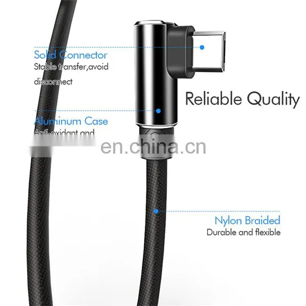 High Quality 90 Degree Quick Charger Usb Cable Fast Charging Type C Data Cables For IPhone/Android photo-5