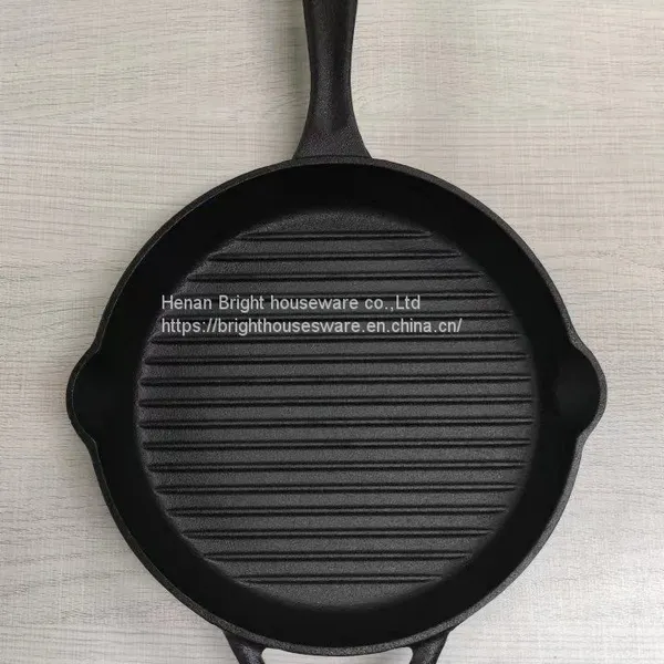 Popular camp bbq grill pan cast iron non stick grill pan with long handle