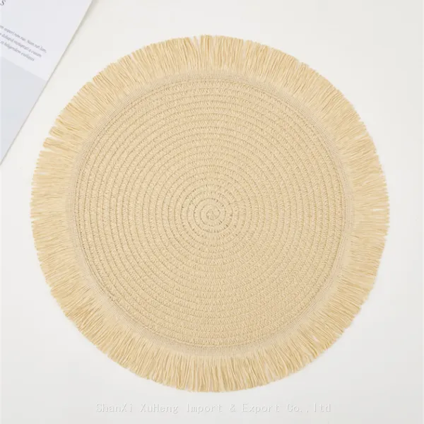 Custom Rattan Wholesale Eco-friendly Olive Green Colored Wedding Macrame Paper Place Mats photo-2