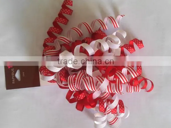 Christmas Printed Grosgrain Curly Ribbon, Fabric Present Bow, Woven Gift Wrapping Curling Ribbon Bow for Everyday Decorate photo-2