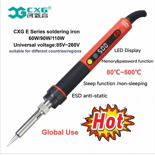 CXG E60s/E90s/E110s/E60wt/E90wt/E110wt Univeresal Voltage Digital Constant Temperature Soldering Iron photo-1