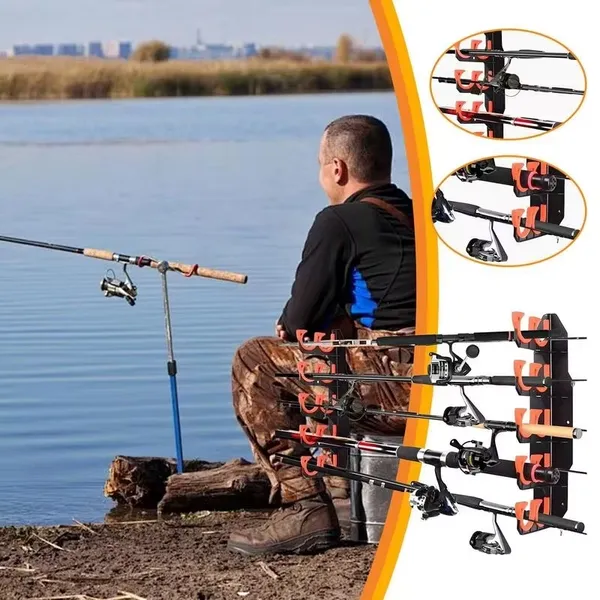 New Coming Horizontal Fishing Rod Holder Display Storage Rack For Garage photo-2