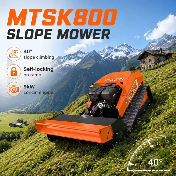Remote Controlled Flail Mower With Interchangeable Working Heads 200m Remote Range For Hazardous Rough Terrain Grass Cutting