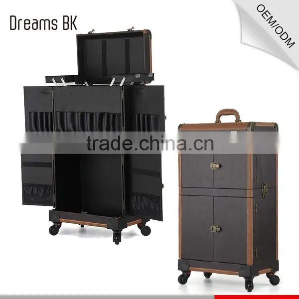 3 in 1 OEM PVC Cosmetic Makeup Case Wholesale Trolley Case With 4 Wheels