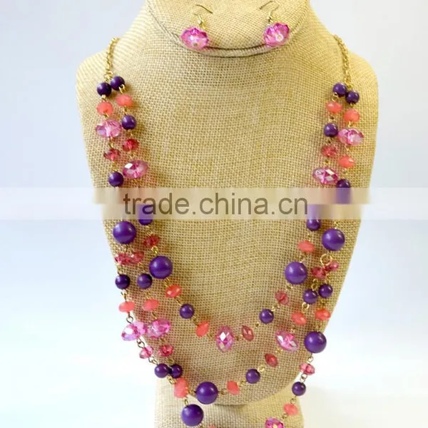 Fashion Jewelry Cheapest Crystals Two Layers Long Necklace Set National Sweater Necklace Set photo-3
