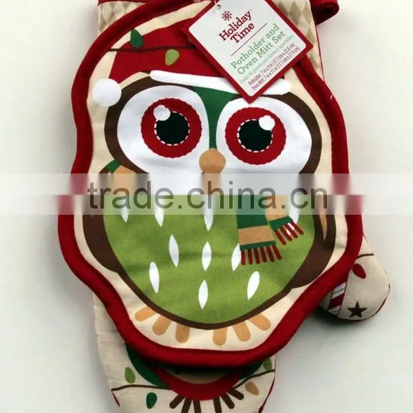 Good Quality Printed Cotton Oven Mitt Set and Potholder photo-2