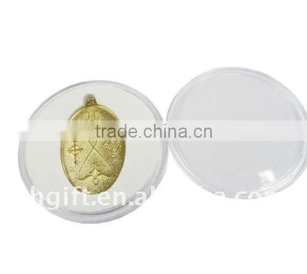 Oval-shaped Gold Coin With Folding Boxes