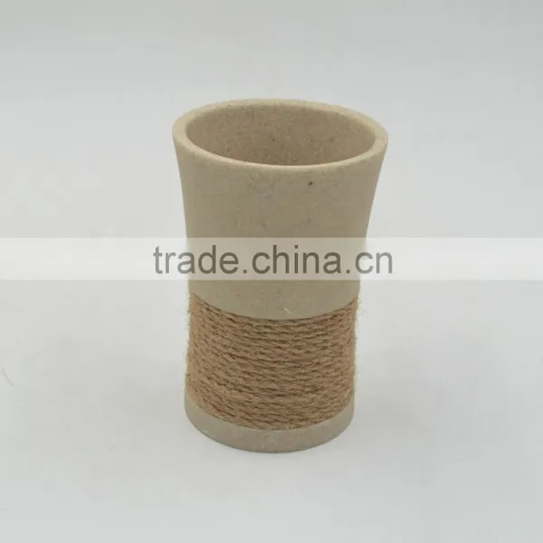 Beige Polyreisn Sandstone Bathroom Accessories Set With Hemp Rope photo-3