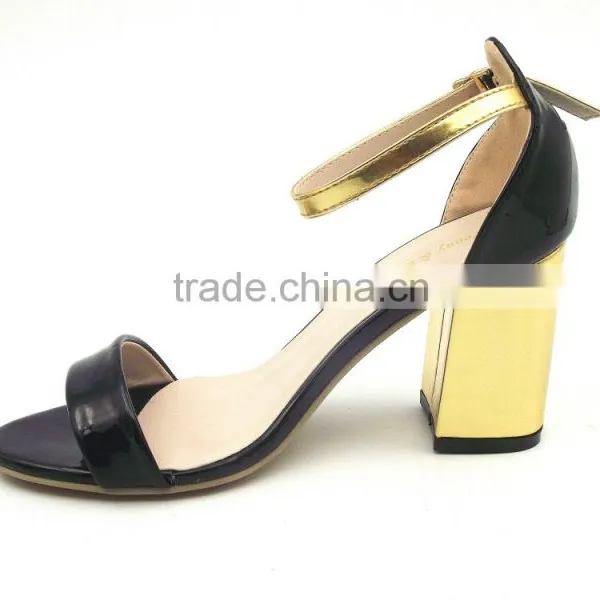 New Thick Middle Heel Shining Women Summer Shoes photo-2