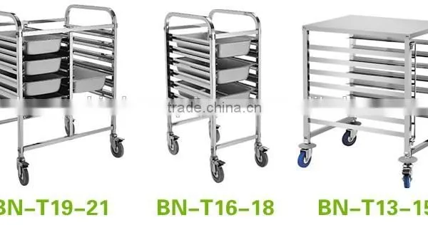 Europea Style Double Row Stainless Steel Tray Rack Trolley/Mobile Gastronorm Rack Trolley BN-T19~21 photo-2