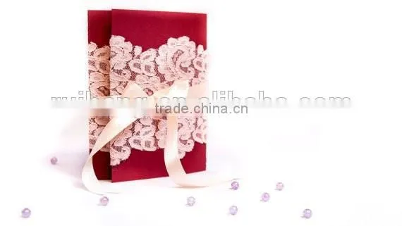Red Personalized Lace Wedding Invitation