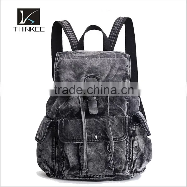 High Quality Fashion Factory OEM Durable Retro Jeans Cloth Backpack Bag photo-4