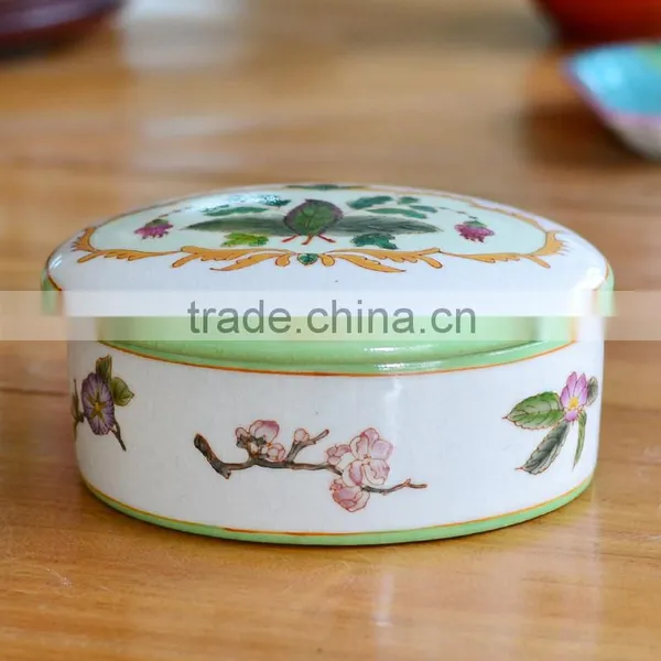 Customer Handpainted White Ceramic Jewelry Box Round photo-3