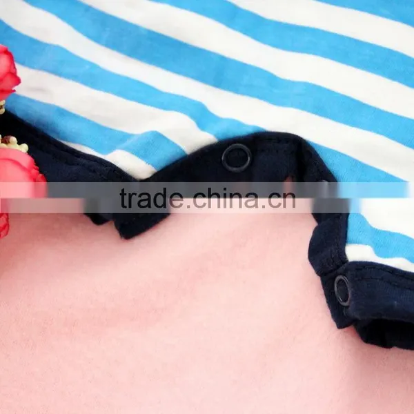 Baby Boys Clothes Factory Baby Summer Striped Bodysuit With Chest Prints Letter photo-3